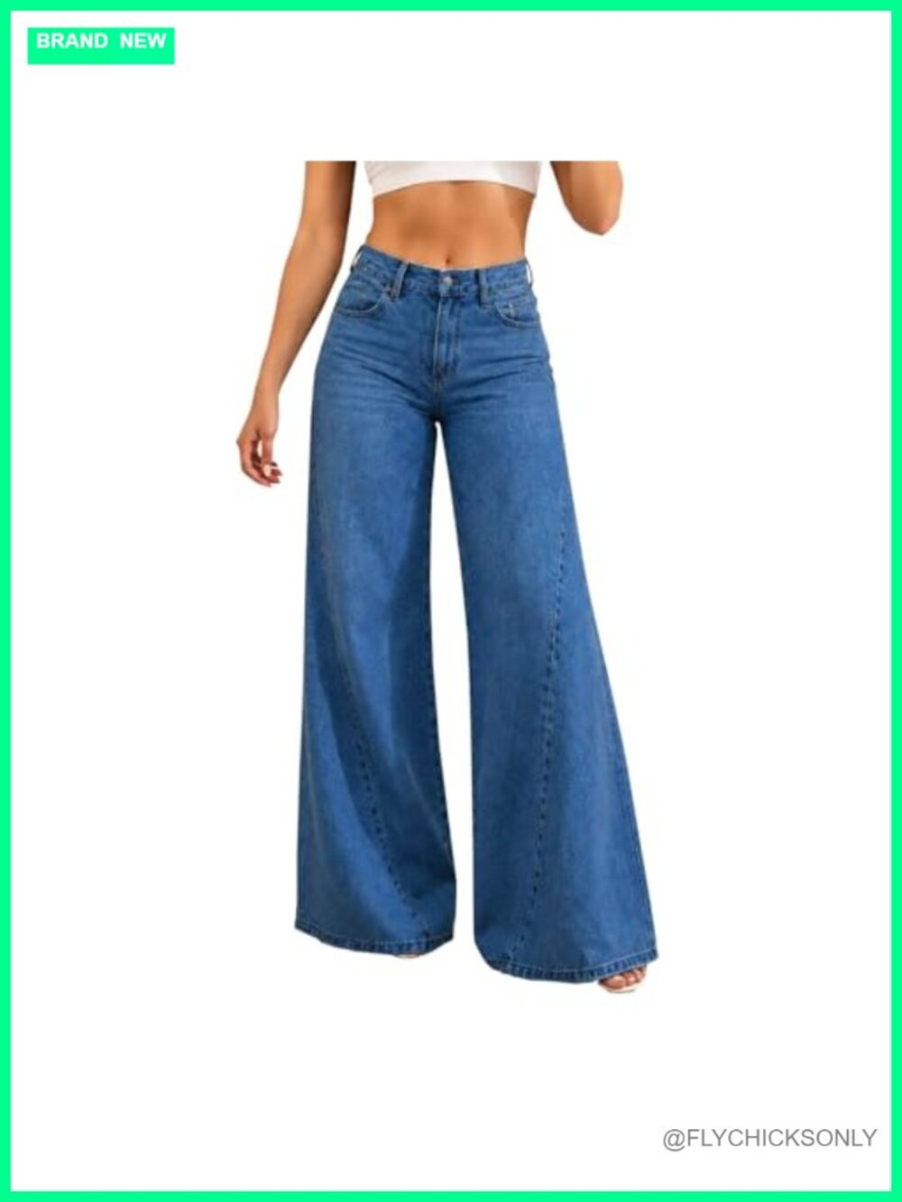 High Waist Stretch Wide Leg Flare Bell Bottom Jeans